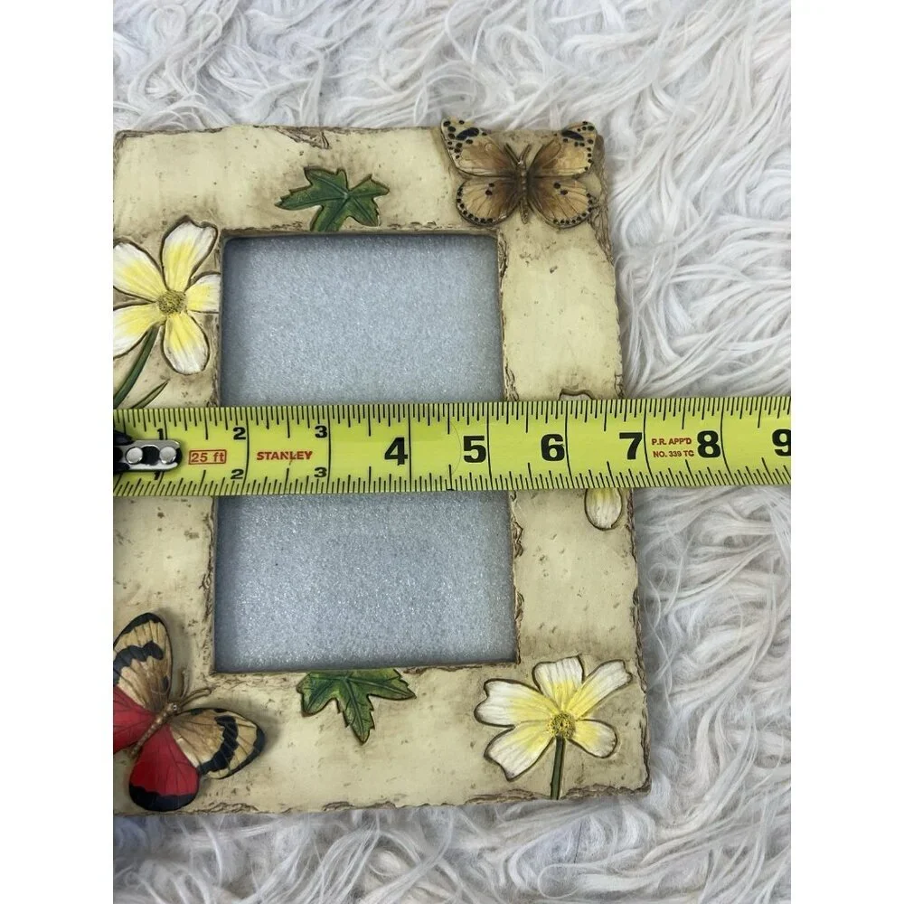Vintage Multicolor 3D Butterfly Floral 4 x 6 Cottagecore Resin Picture Frame